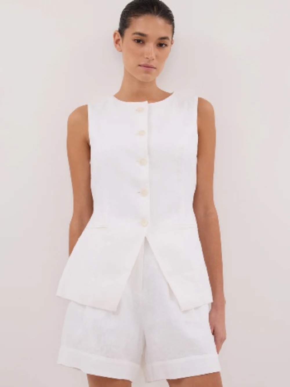 DISSH Alessia White Linen Vest Top, size 8
